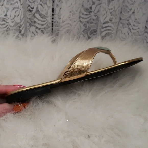 Metallic Gold Rhinestone Sandals - Picture 3 of 3